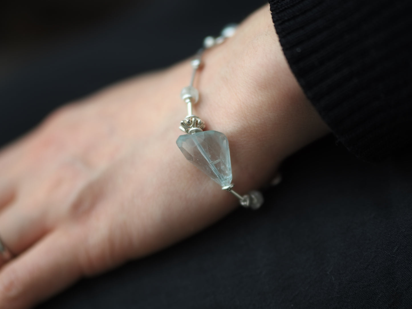 -Aquamarine- "moonstone・silver"