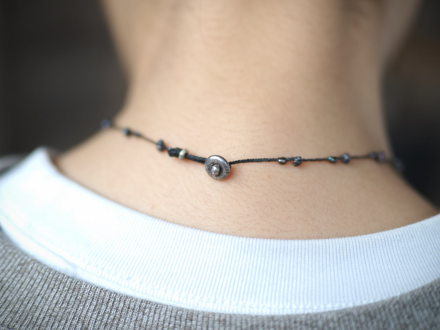-India silver・Black pearl- braid