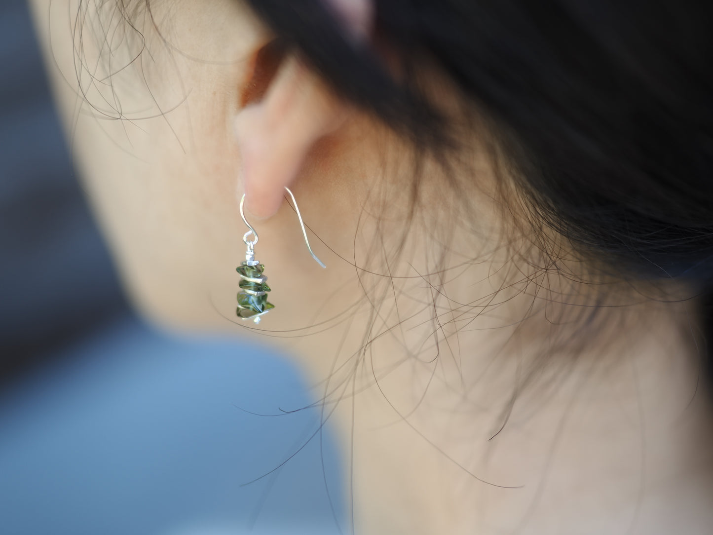 -Moldavite・silver-hooks