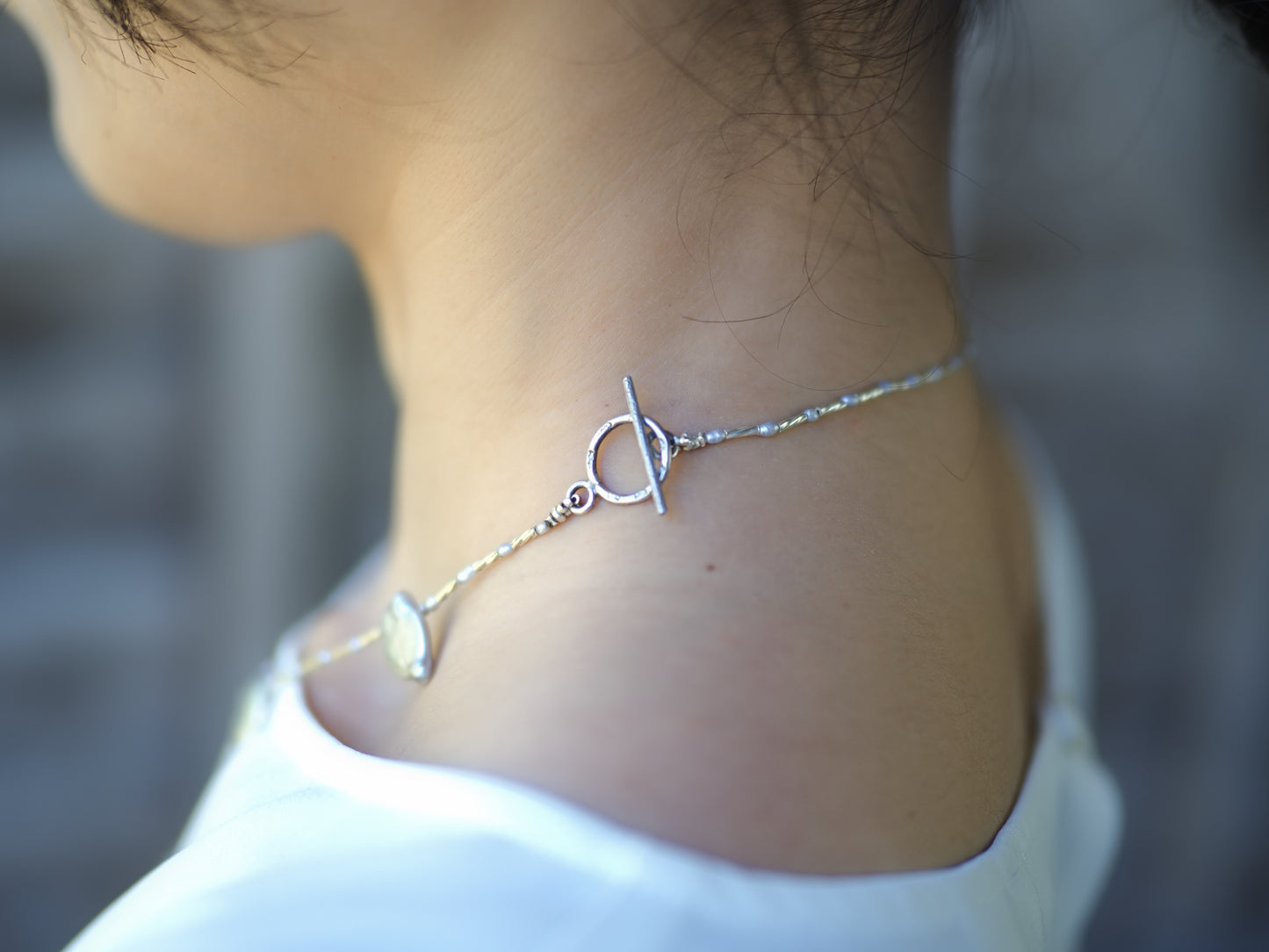 -Silver pearl- silver choker