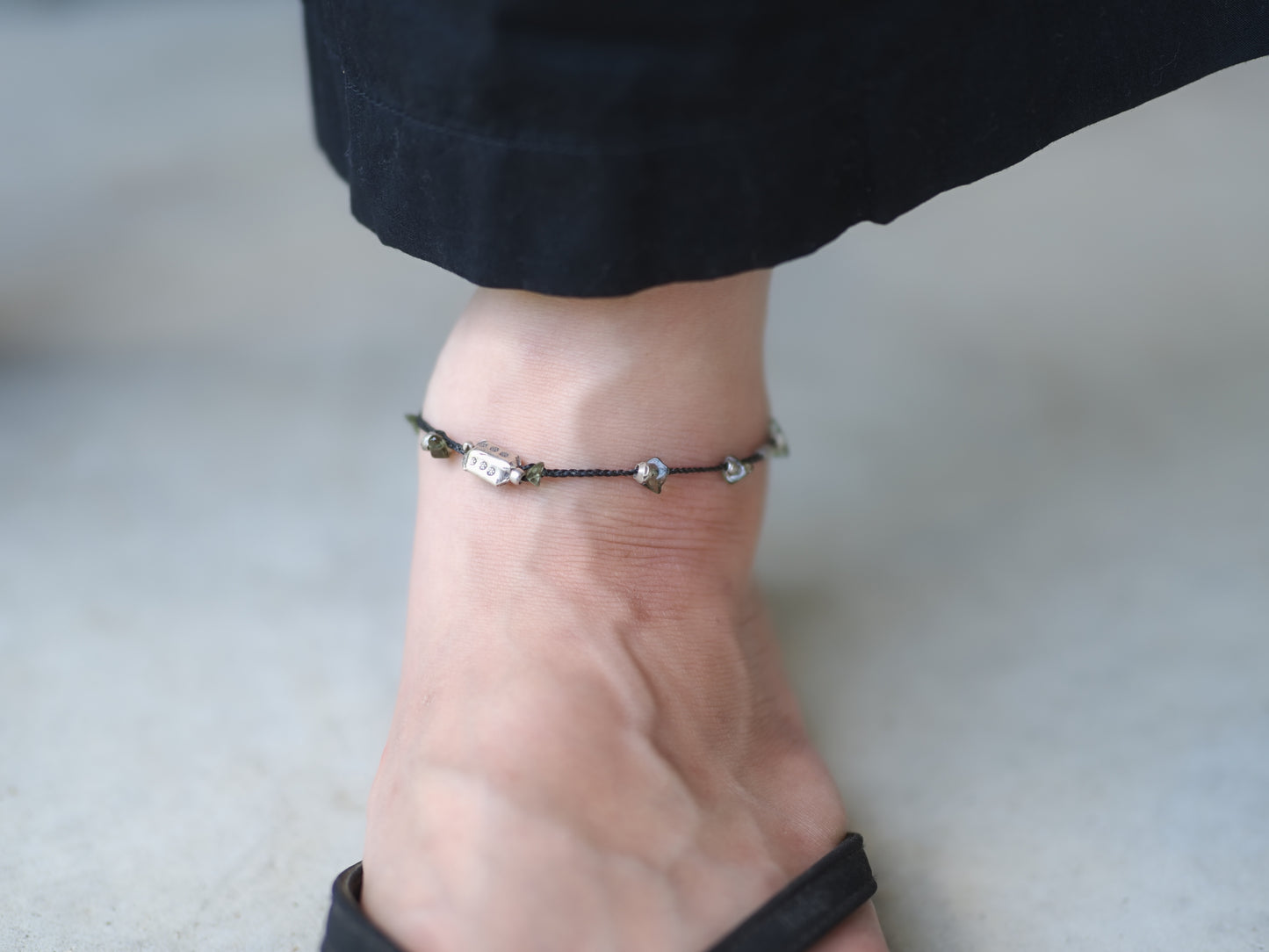 -Moldavite・Karensilver- code anklet