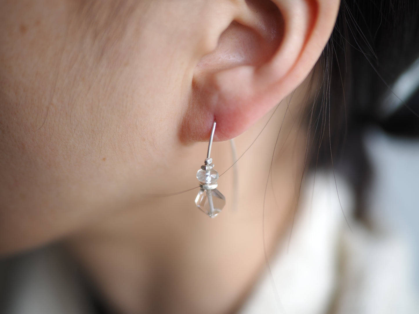 -Smoky quartz・Moonstone- marquis hooks