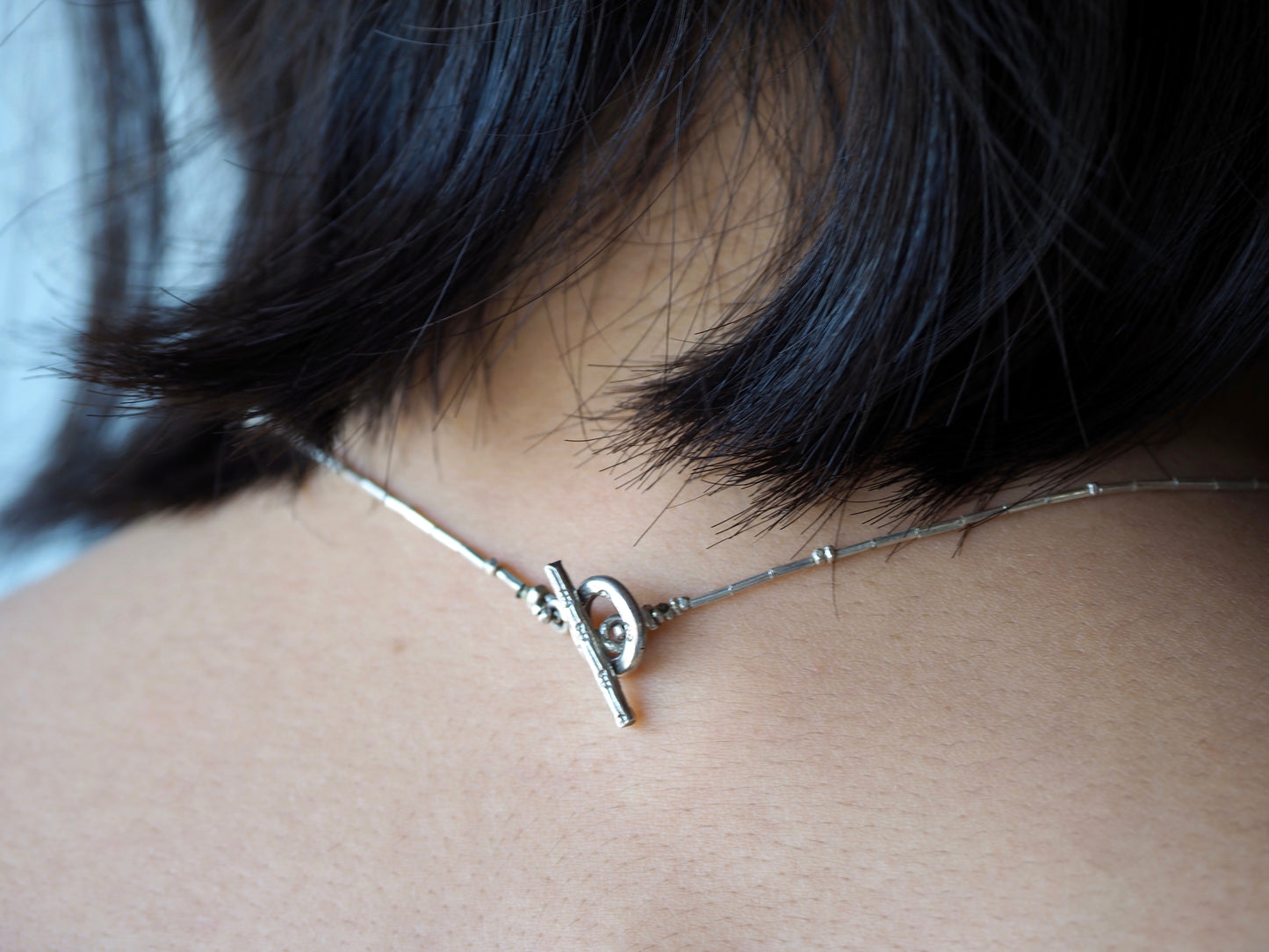 -whisky quartz- silver choker