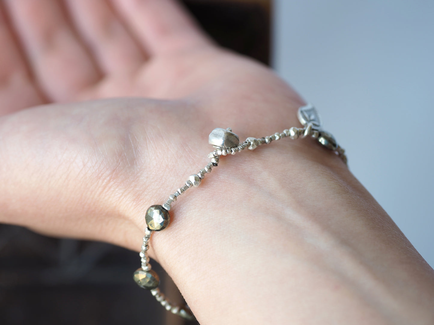 pyrite silver bracelet