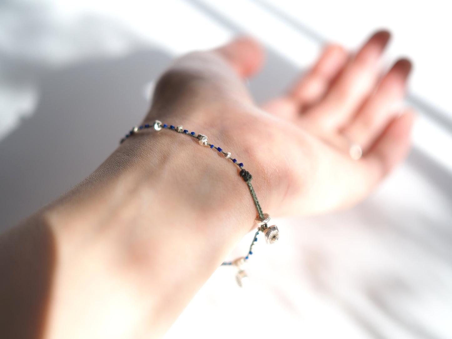 Silver Lapis Lazuli Braided Bracelet