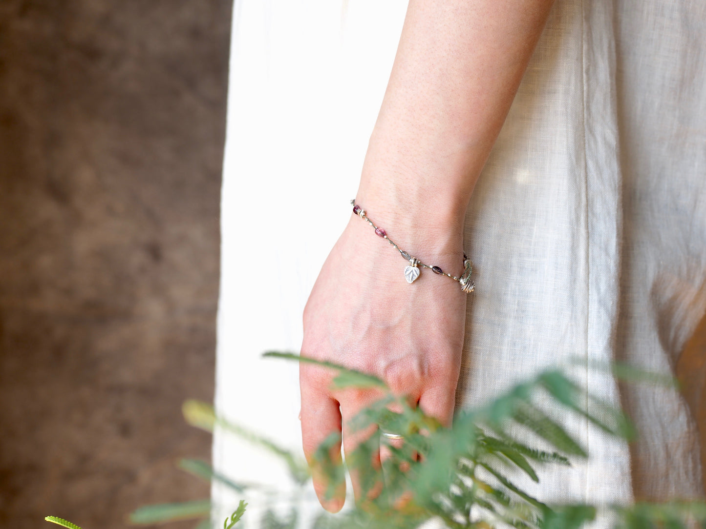 マルチカラースピネル 編み込みブレスレット