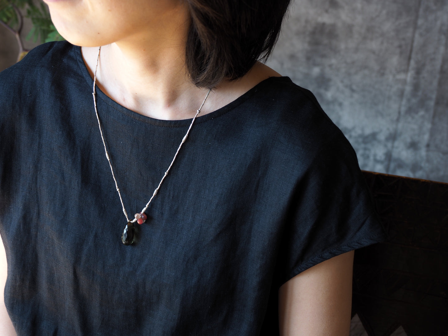 【レモンクォーツ_アンデシン】 シルバーネックレス