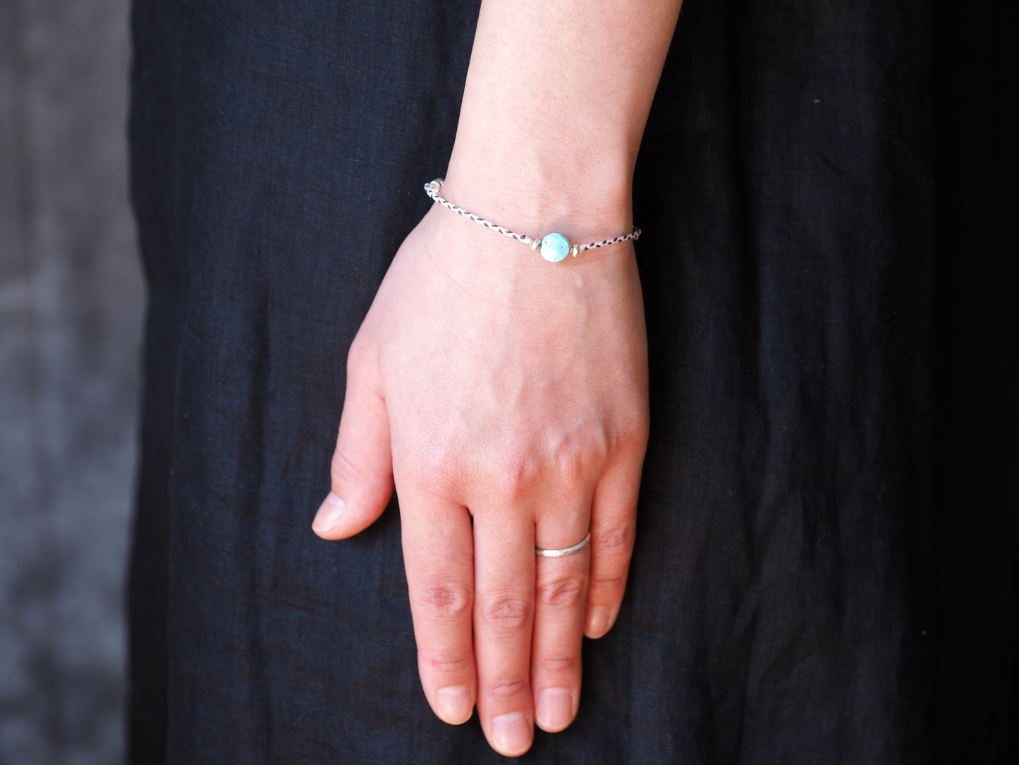 sky blue turquoise braided string bracelet