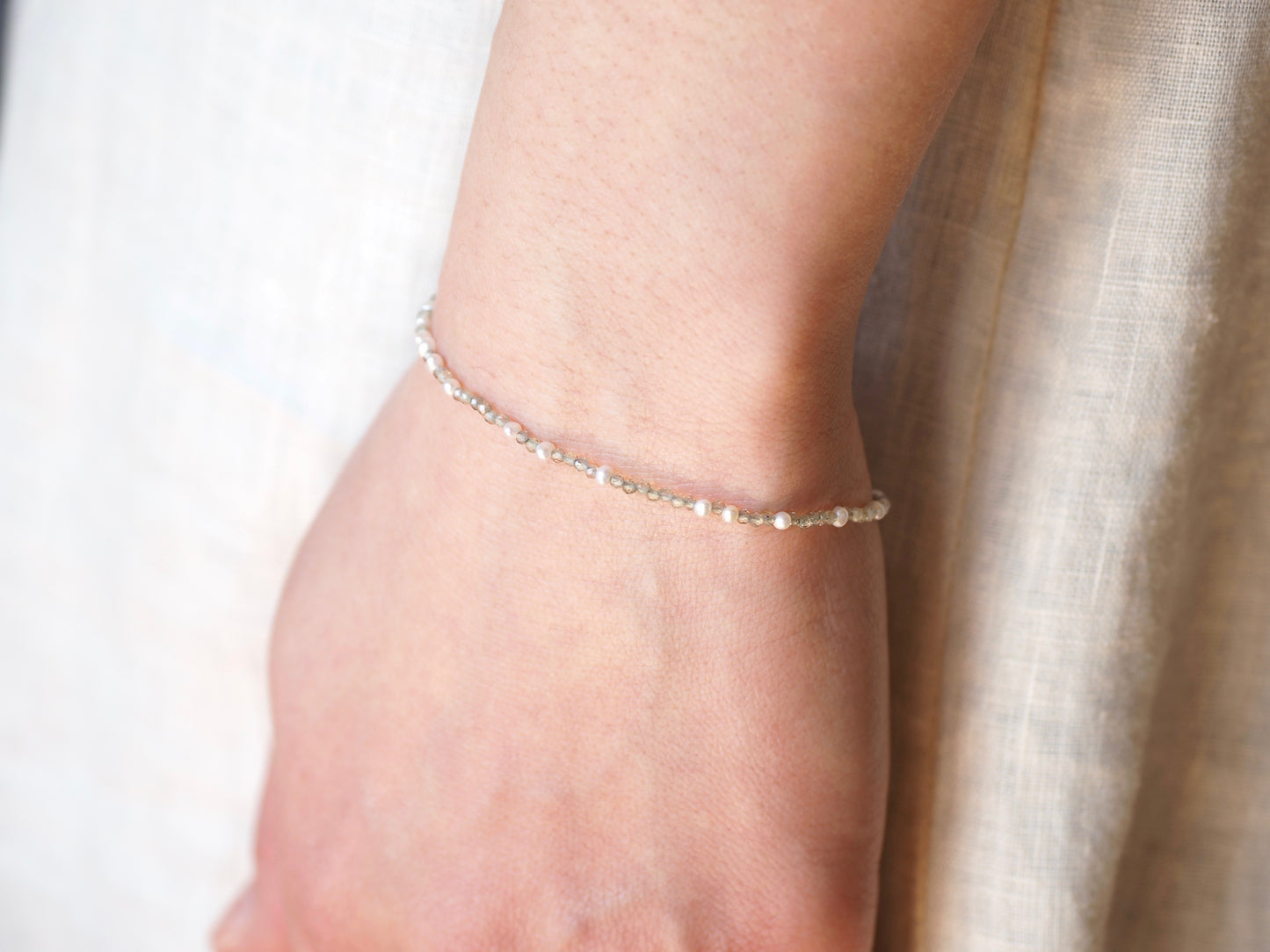 【绿色蓝宝石 x 克氏珍珠】手链