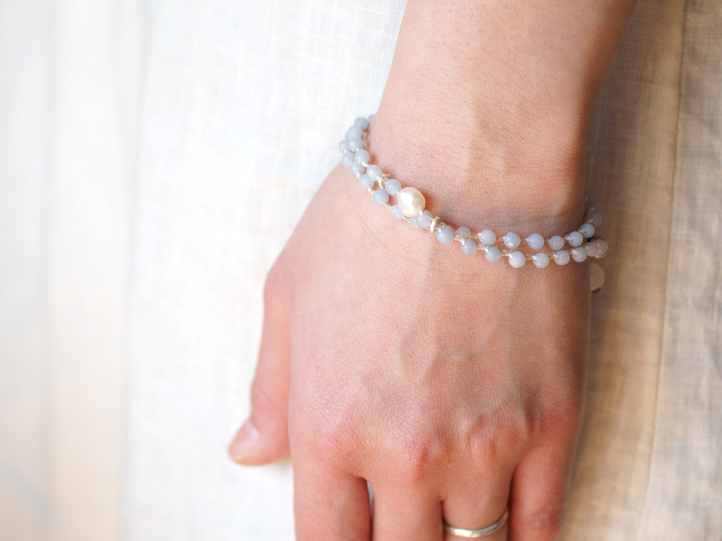 Angelite braided double bracelet