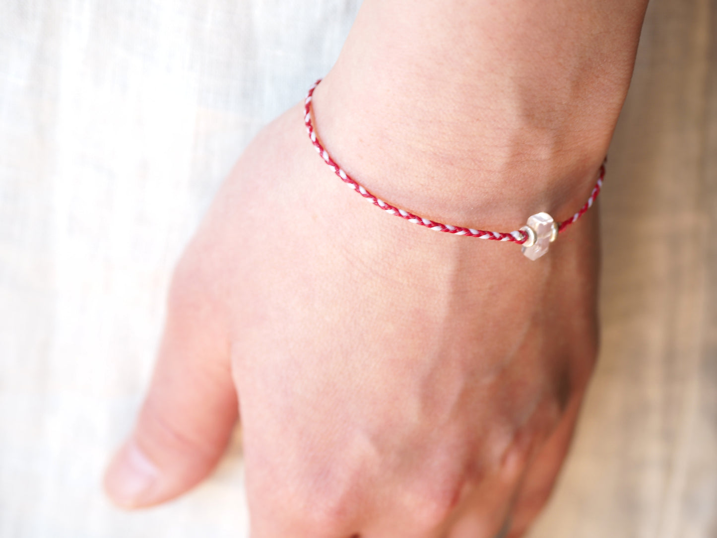 rose quartz braided bracelet