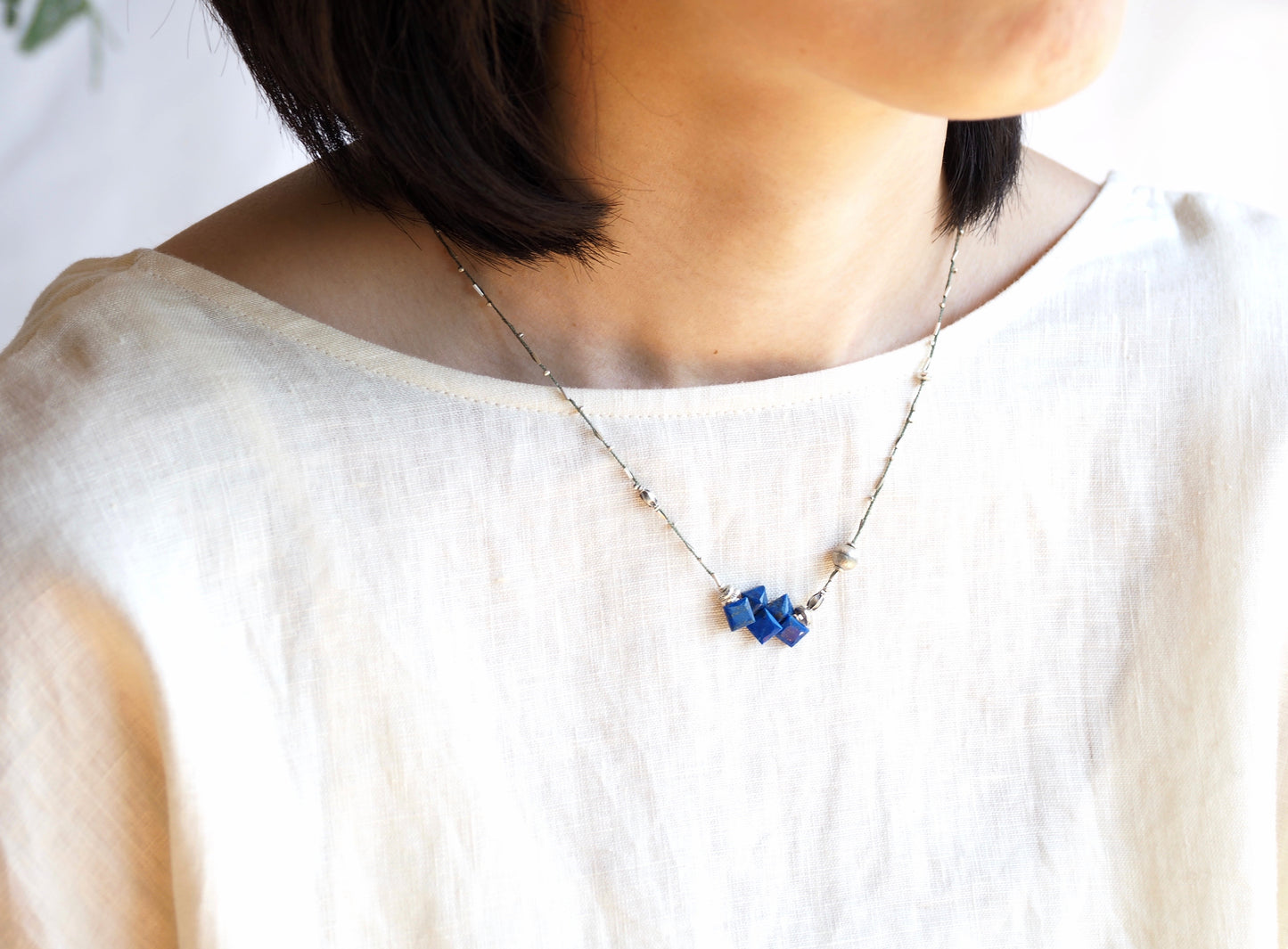 ラピスラズリ 編み込み ネックレス