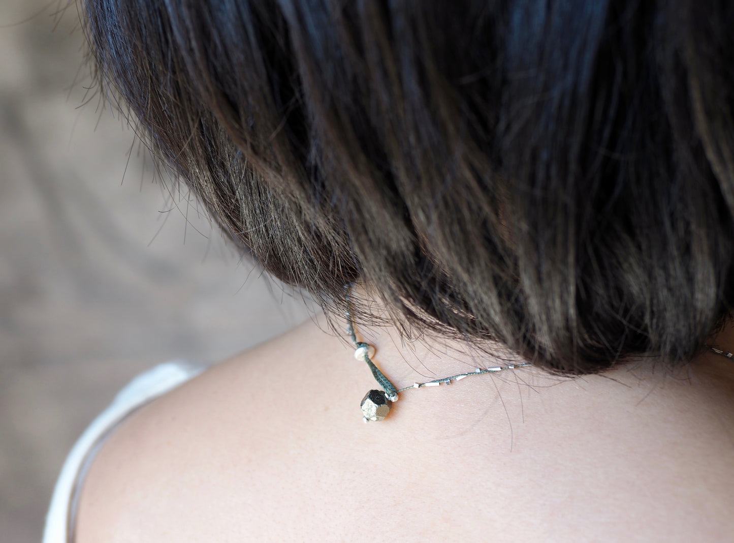 "ラフカット"シトリン 編み込み ペンダント