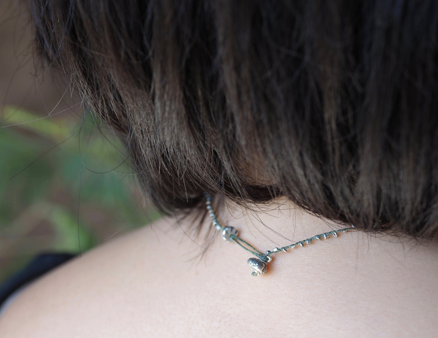 Orange Sapphire Smoky Quartz Braided Necklace