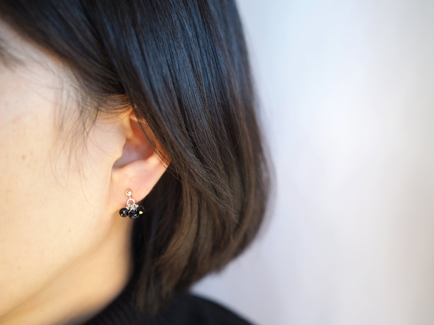black spinel stud earrings