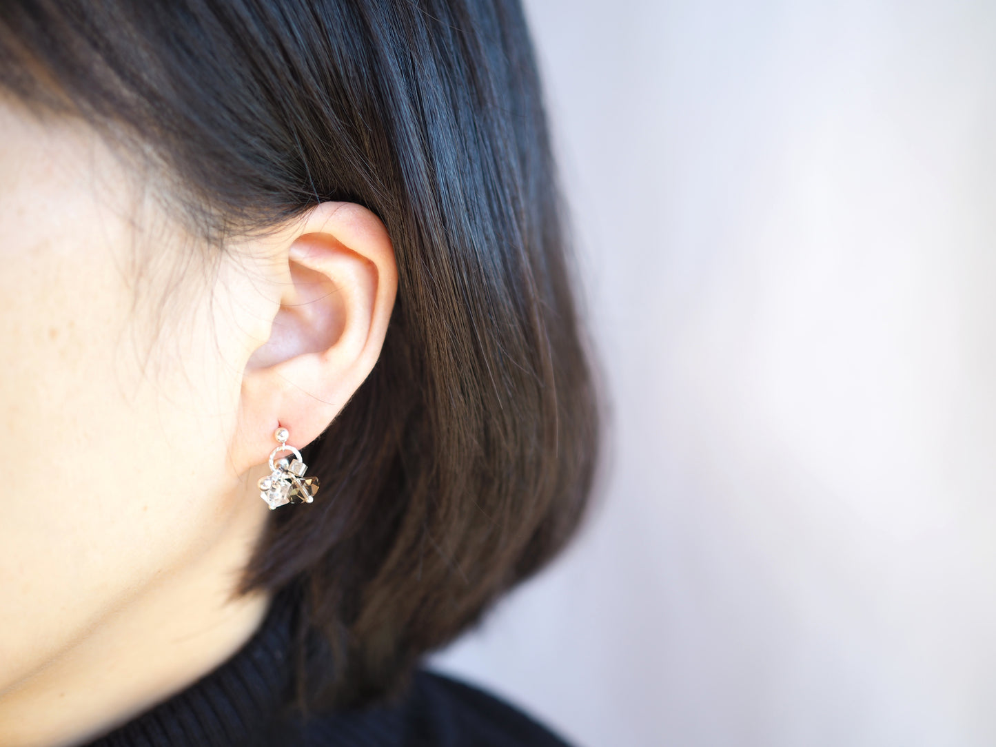 -Herkimer diamond・Smoky quartz- pierce