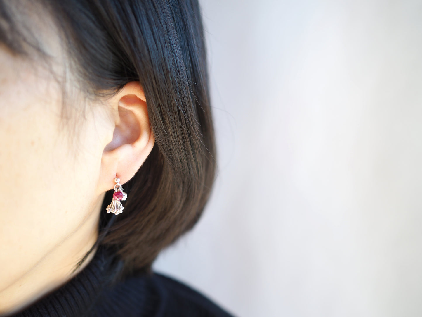 シルバーxルビー ピアス