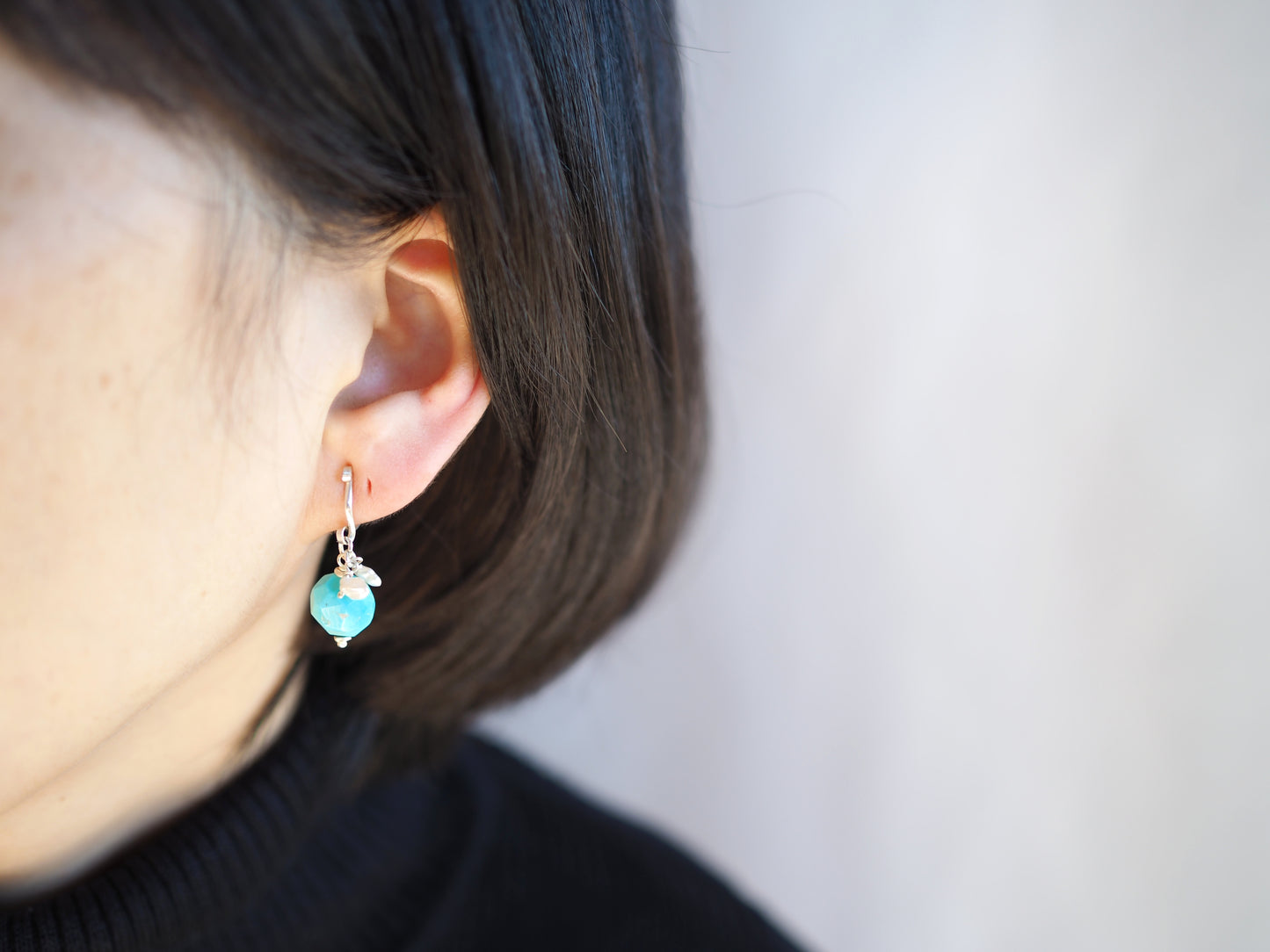 Sleeping Beauty Turquoise x Keshi Pearl Earrings