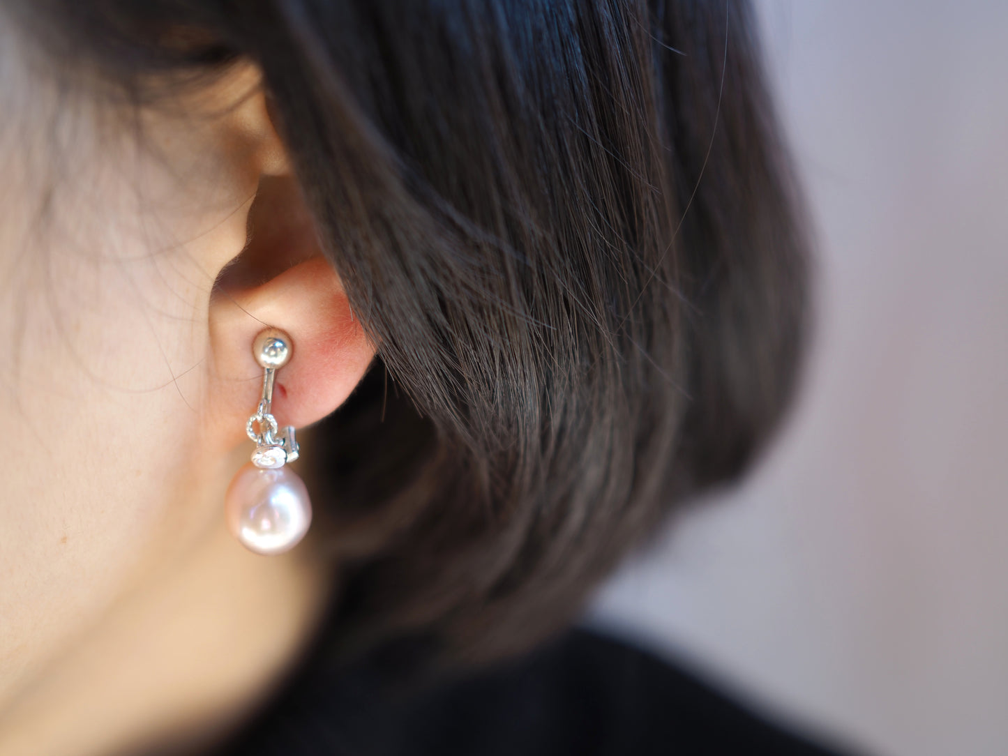 lavender pearl earrings