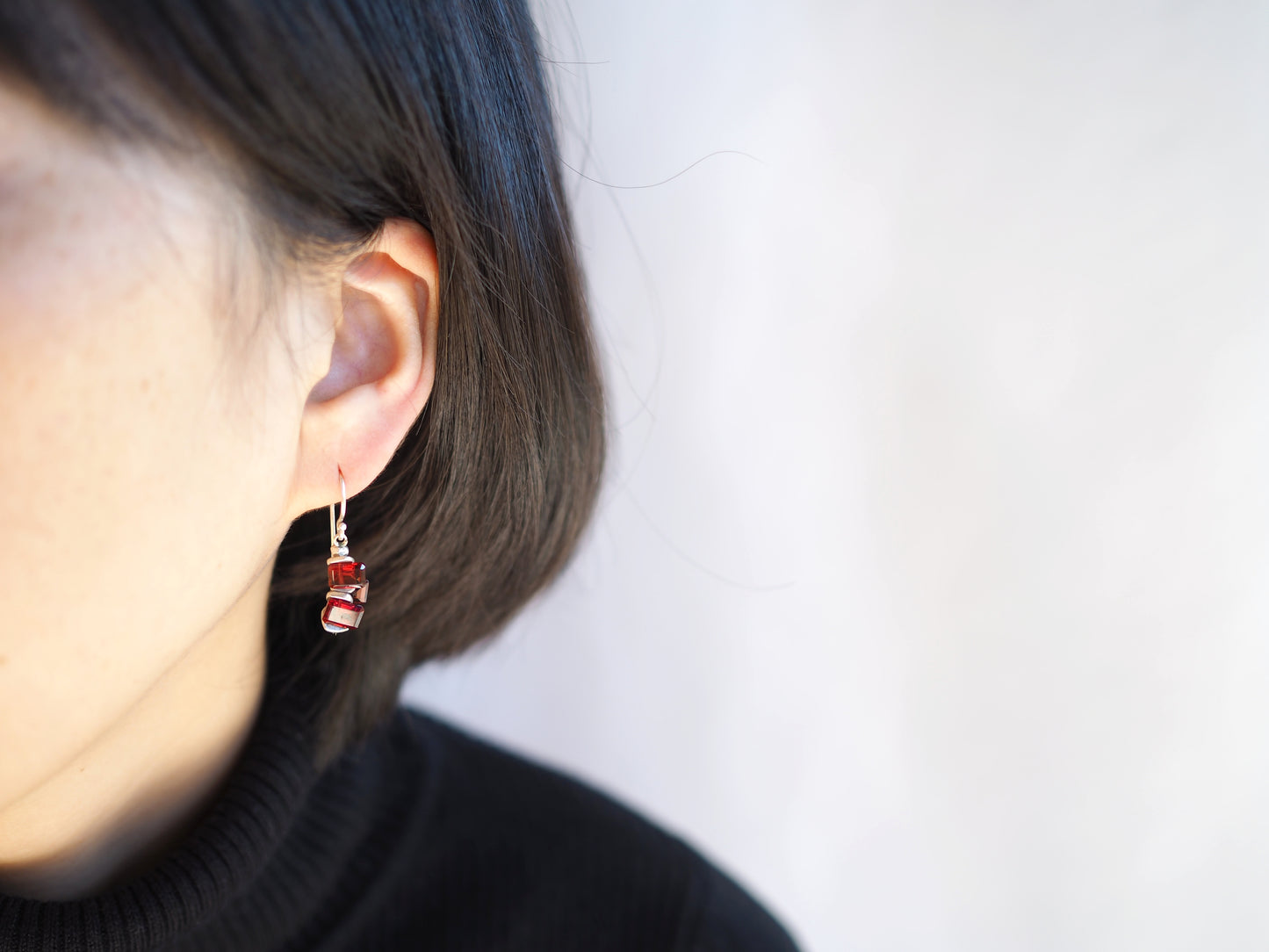Garnet Earrings "Triple Rectangle"