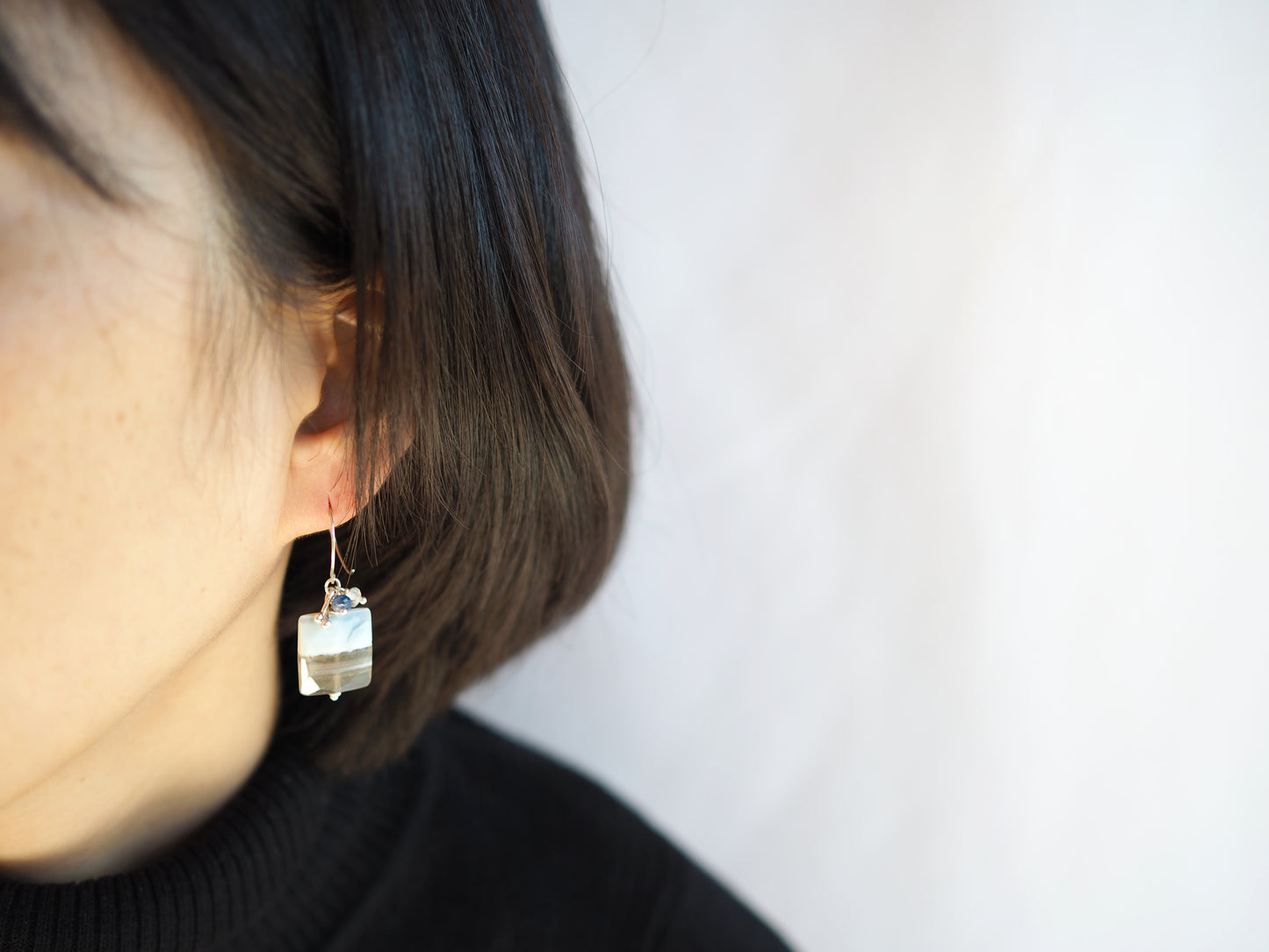 【ブルーオパール_サファイア】 ピアス