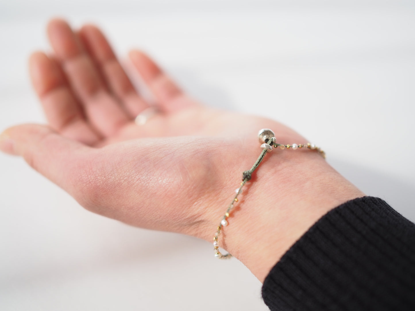 Tourmaline Quartz Zircon Pearl Braided Bracelet