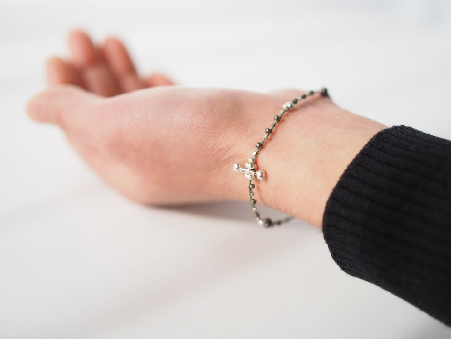 黄铁矿银编织手链