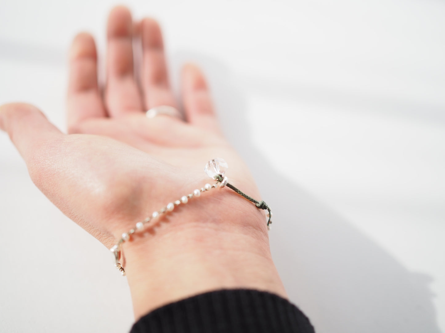 【カイヤナイト_クォーツ】 編み込みブレスレット