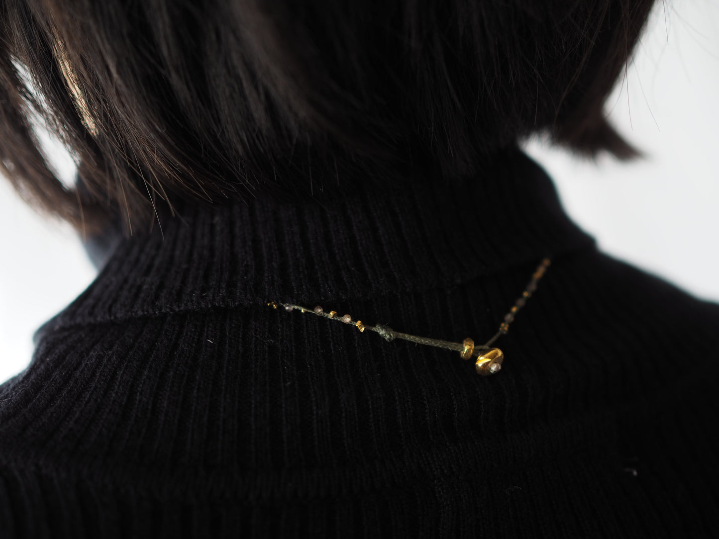 ラブラドライト 編み込み ネックレス【ゴールド_ジルコン】