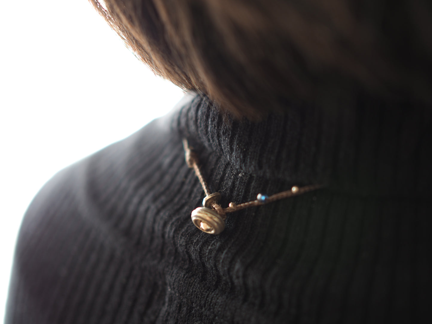 Chrysocolla "Burma" Old Bead Braided String Pendant