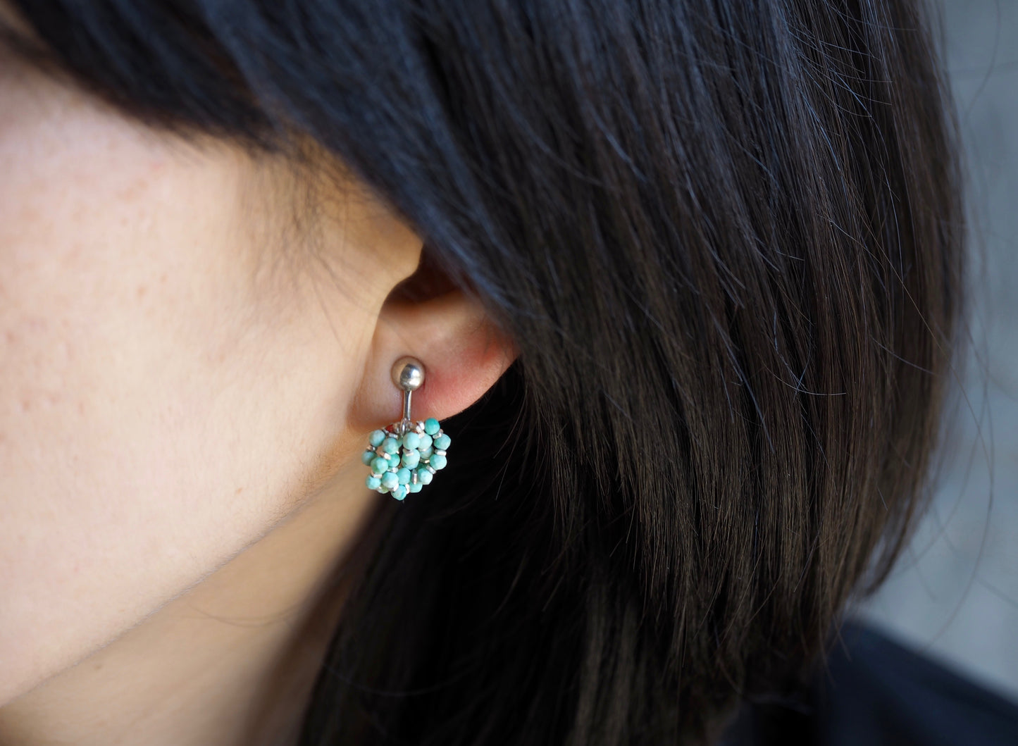-Chrysocolla- 'beads hoop' studs & earrings