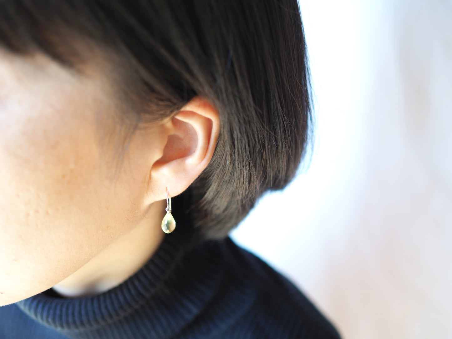レモンクォーツ ピアス "一粒ドロップ"