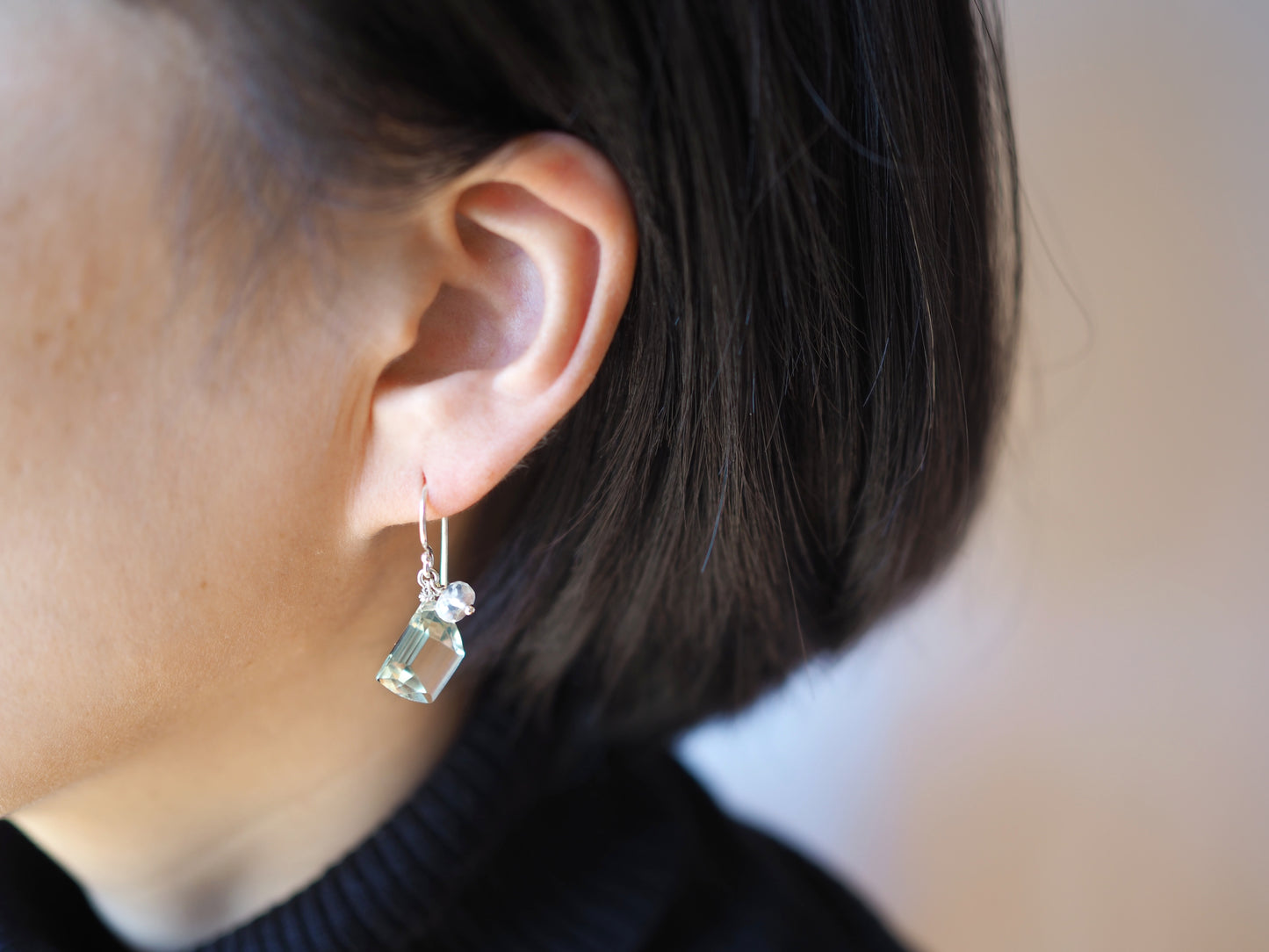 Green Amethyst Earrings "Fancy Shape"