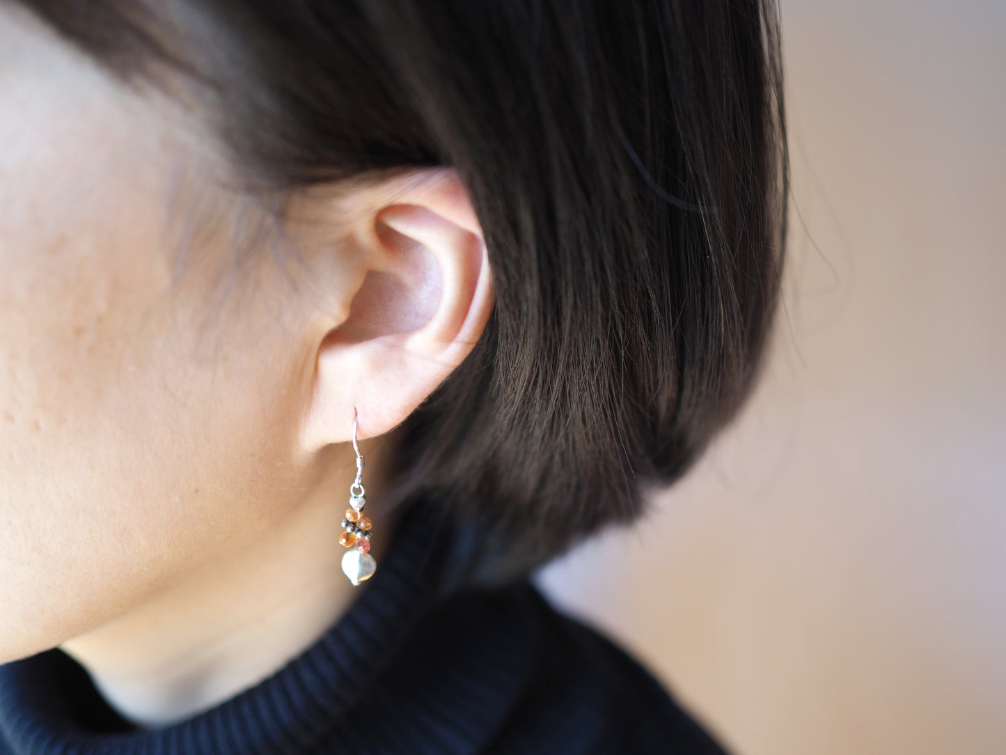 オレンジサファイア シルバーピアス