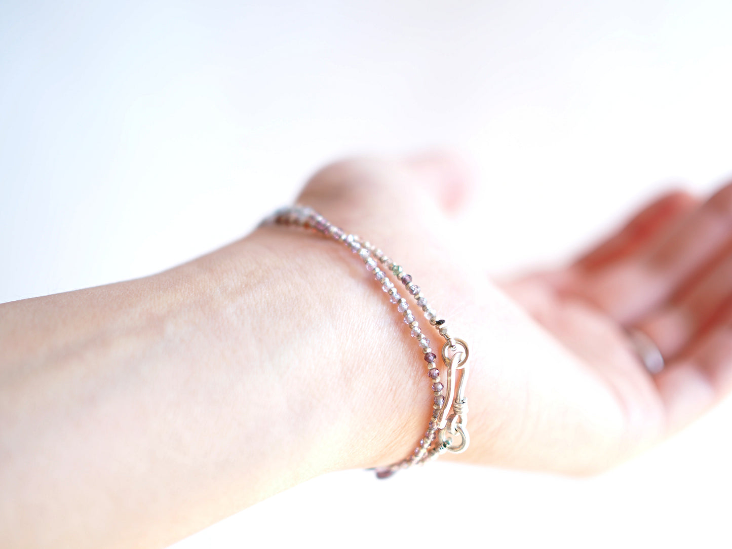 スピネル シルバー 2重ブレスレット