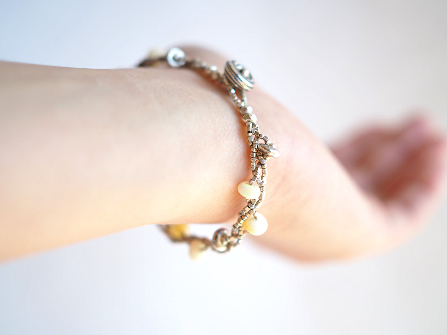 Opal Silver "Triple Strand" Bracelet