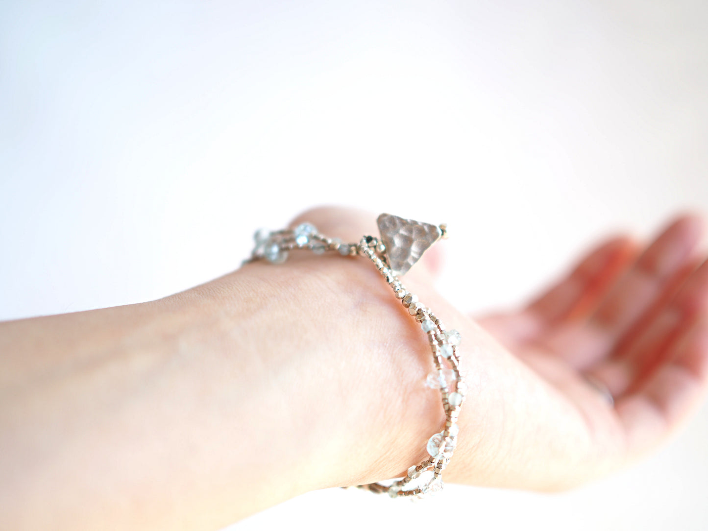 アクアマリン シルバー"3連"ブレスレット