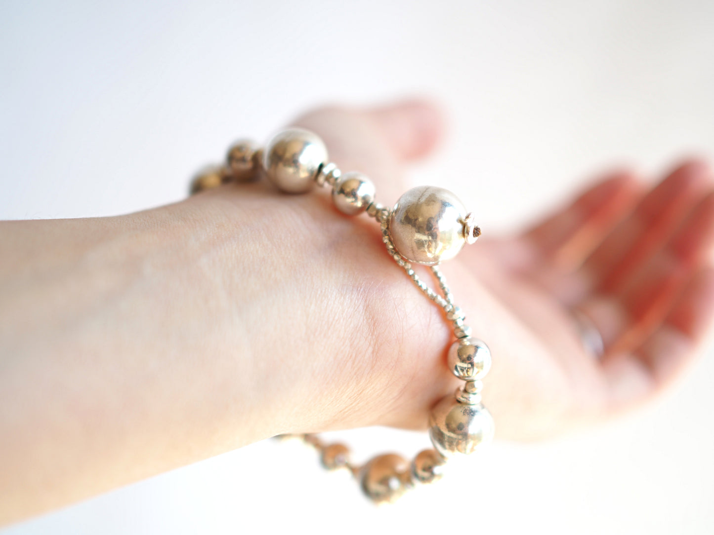 Round ball silver bracelet