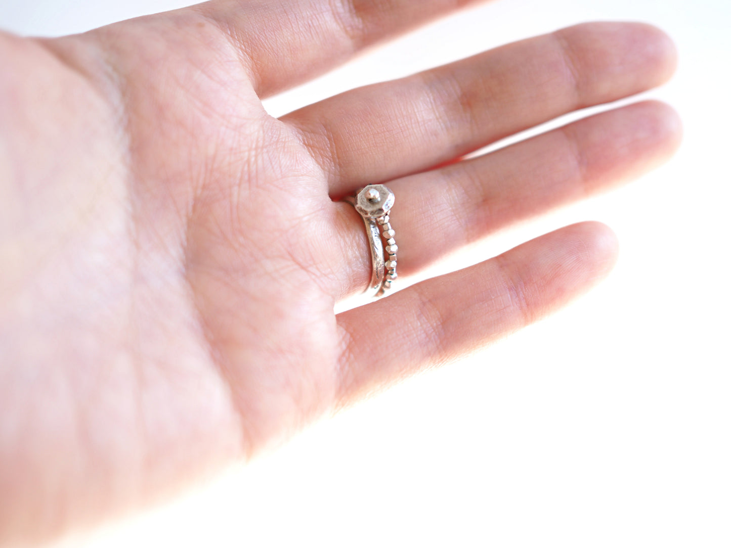 beads ring -Green onyx-