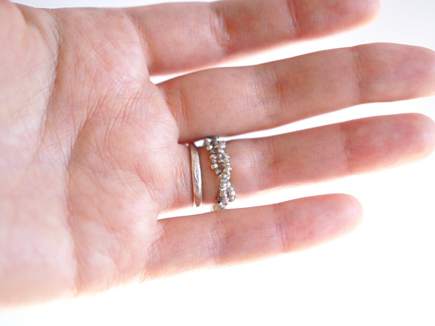 Green Sapphire Bead Ring "Blade"