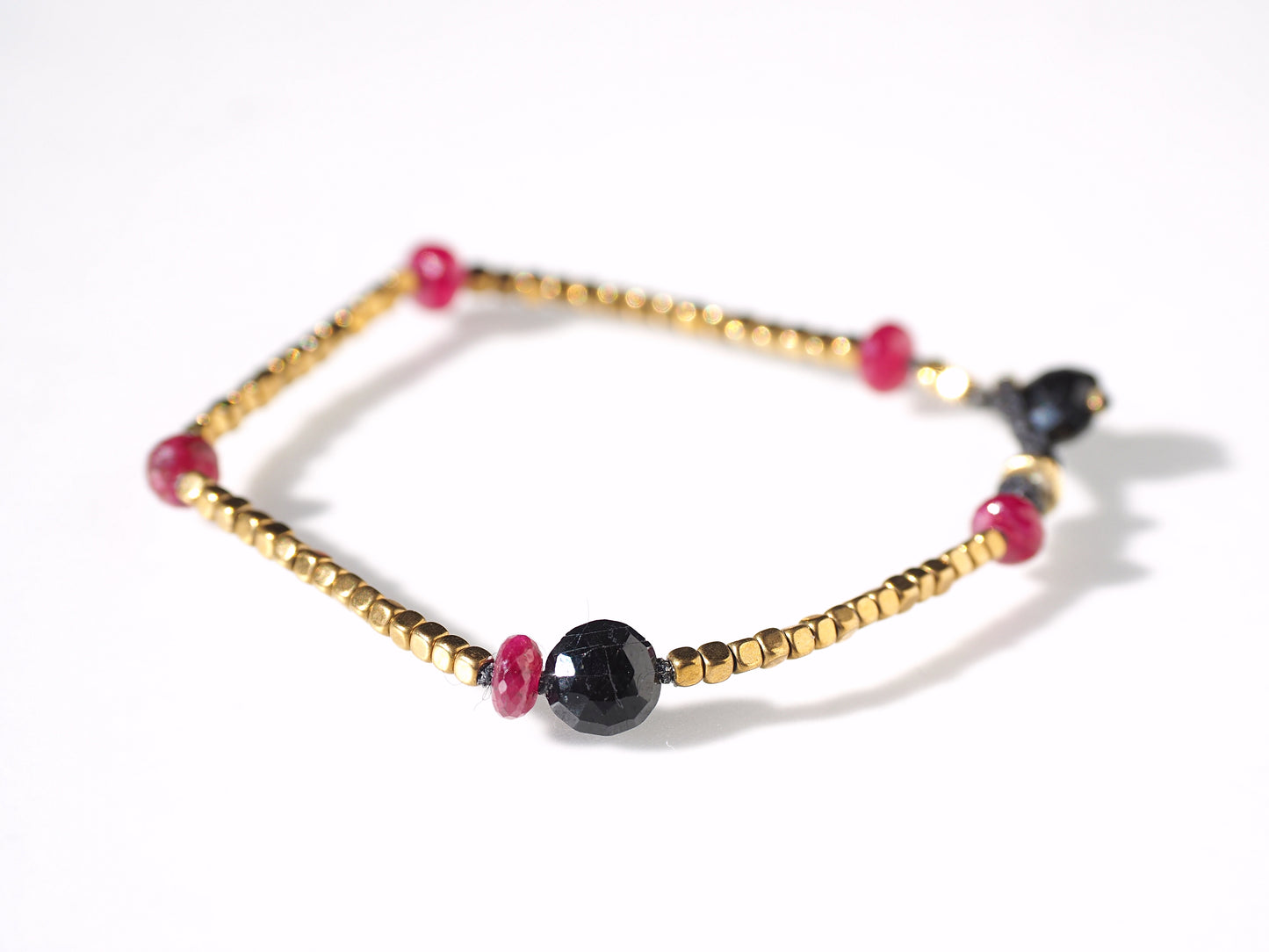 -Black tourmaline・Ruby- gold bracelet