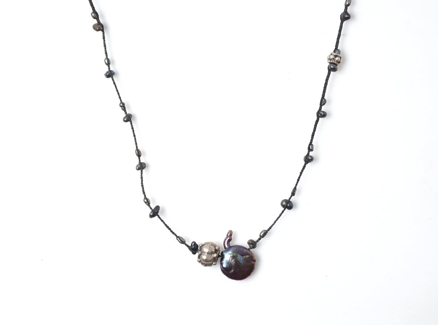 -India silver・Black pearl- braid