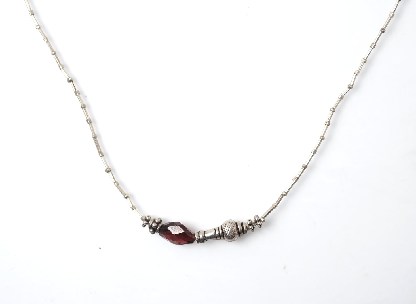 -Garnet・India silver- silver choker