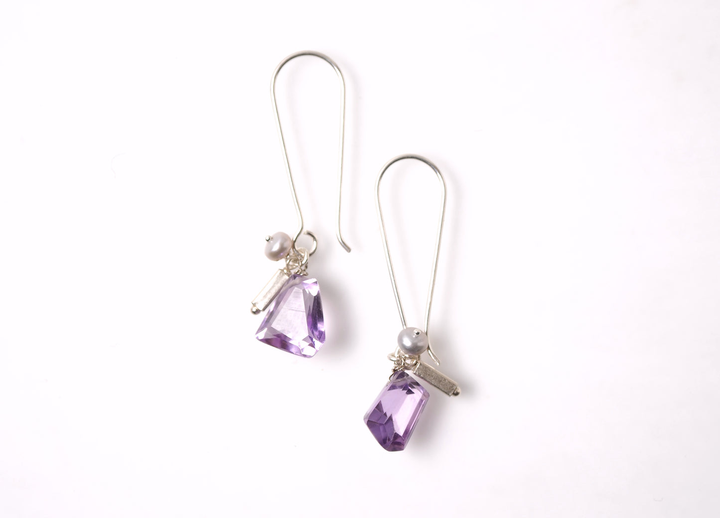 -Amethyst・silver pearl- long hooks