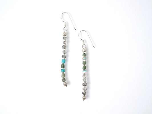 -Turquoise・Tourmaline quartz- hooks