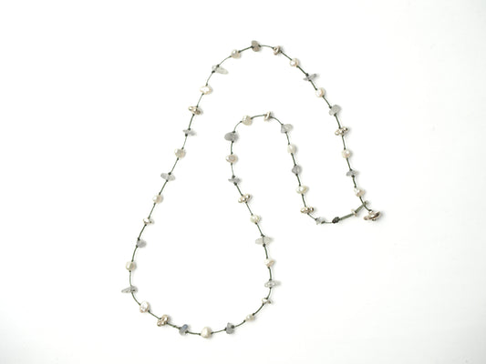 -Pearl・Labradorite- fine stone necklace