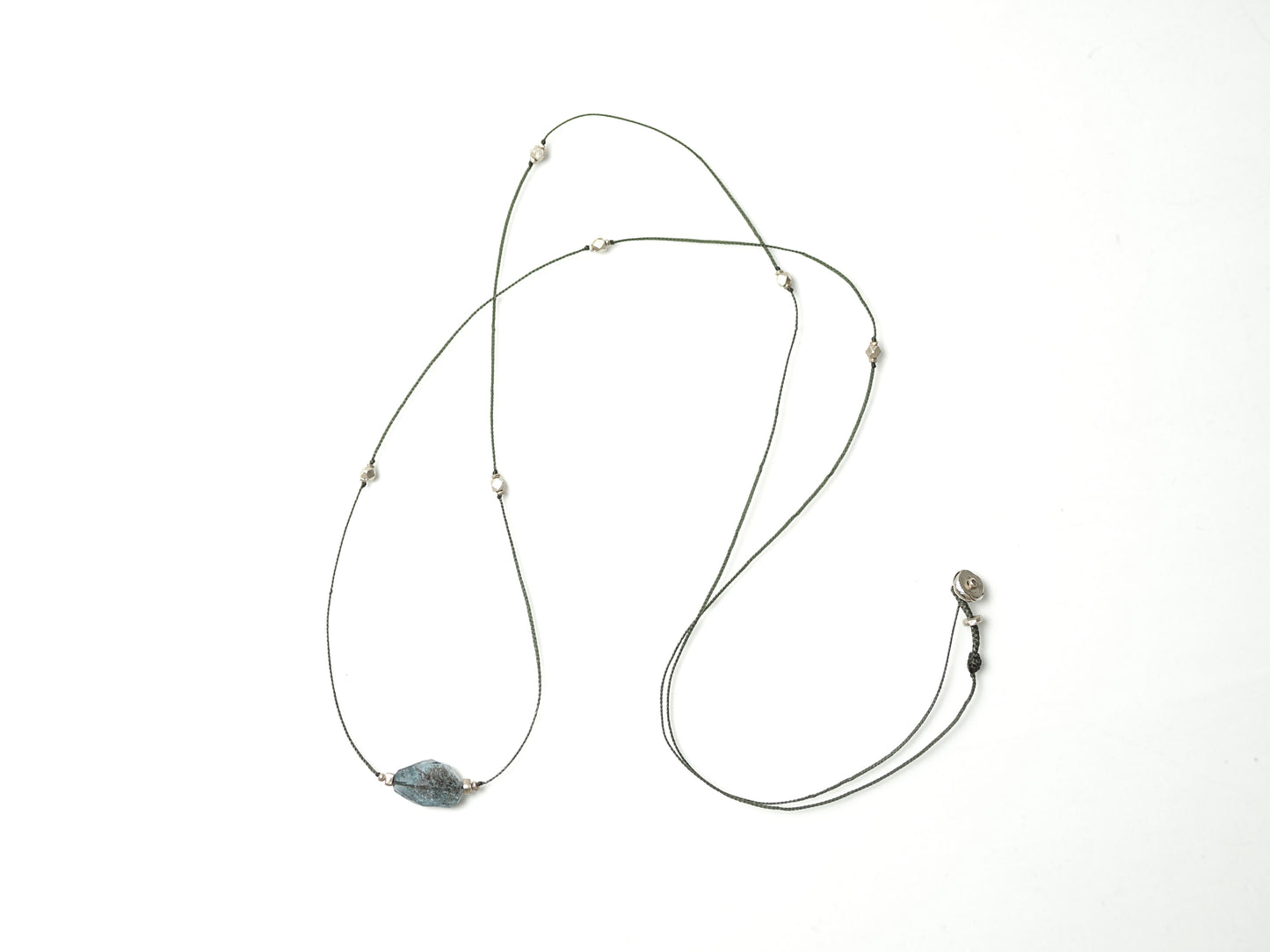 -Moss aquamarine- long code necklace