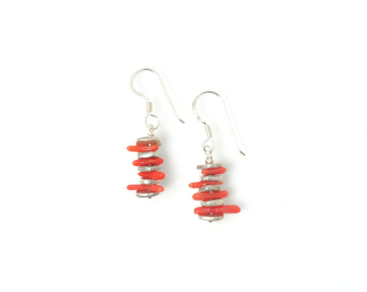 -Natural coral・silver- hooks