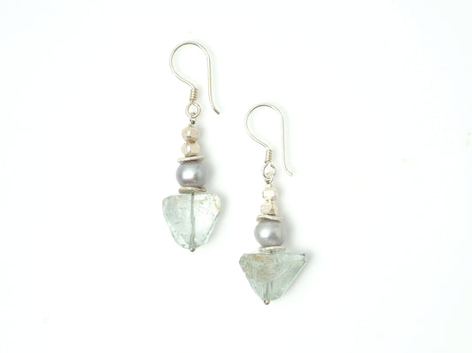 -Aquamarine・Pearl・Silver- hooks