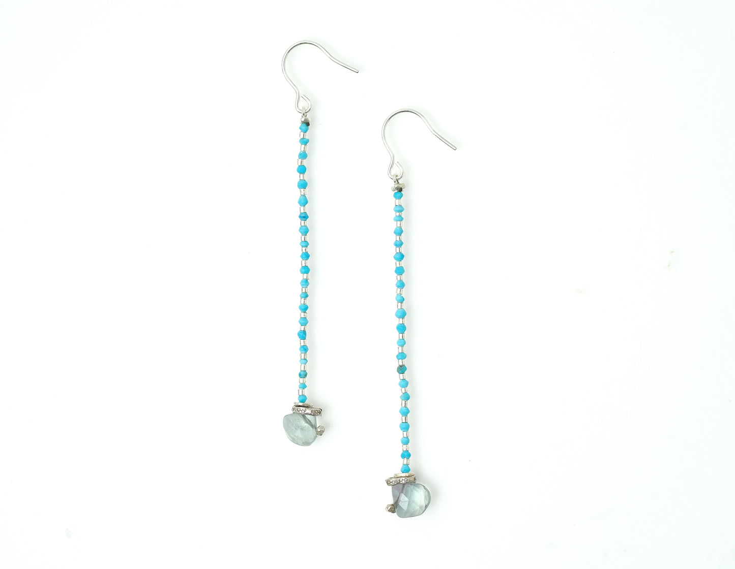 -Fluorite- 'turquoise・silver' long line_hooks